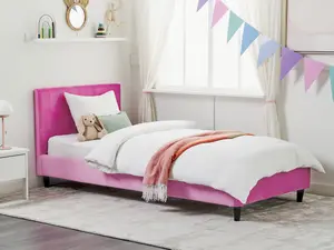 Velvet EU Single Size Bed Fuchsia Pink FITOU