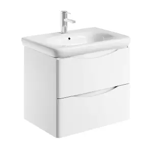 Eden 600mm Wall Hung Vanity Unit in Gloss White & Link Resin Basin