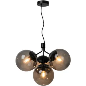 Nordlux Ivona 4-Spot Indoor Living Dining Glass Pendant Ceiling Light in Black (Diam) 20cm