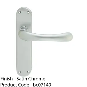 Smooth Rounded Internal Latch Door Handle - Satin Chrome Lever On Backplate