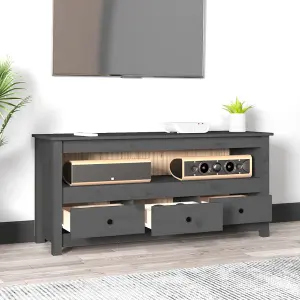 Berkfield TV Cabinet Grey 114x35x52 cm Solid Wood Pine