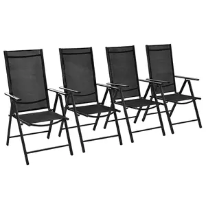 Berkfield Folding Garden Chairs 4 pcs Aluminium and Textilene Black