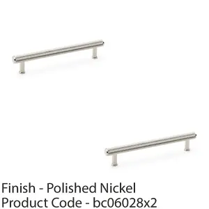 2 PACK - Knurled T Bar Pull Handle - Polished Nickel - 160mm Centres Premium Drawer Door