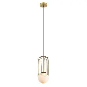 Luminosa Modern Hanging Pendant Golden 1 Light  with Gold, White Shade, E27