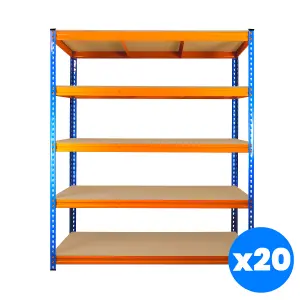 20 Bays of 5 Tier ULTRA HEAVY DUTY Storage Racking 1800h x 1500w x 450d mm 350kg