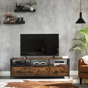 Adame TV Stand for TVs up to 65" Rustic Brown/Black