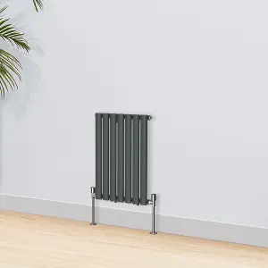 Right Radiators 600x413mm Horizontal Single Oval Column Designer Radiator Anthracite