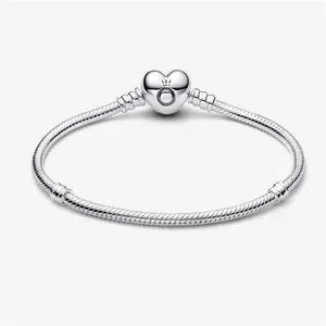 Pandora Moments Heart Clasp Snake Chain Bracelet - Sterling Silver - Sz. 16 cm