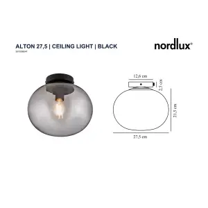 Nordlux Alton 27,5 Indoor Entryway Kitchen Glass Ceiling Light in Black (Diam) 27.5cm