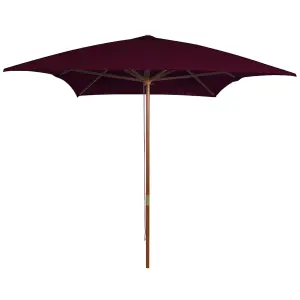 Berkfield Outdoor Parasol with Wooden Pole Bordeaux Red 200x300 cm