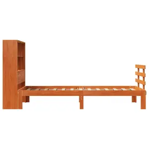 Berkfield Bookcase Bed without Mattress Wax Brown 75x190 cm Small Single Solid Wood Pine