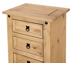 Corona 5 Drawer Narrow Chest of Drawers Tallboy Mexican Solid Pine