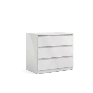 Esla High gloss white 3 Drawer Chest of drawers (H)700mm (W)770mm (D)500mm