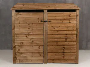 Wooden log store with door W-187cm, H-180cm, D-88cm - brown finish