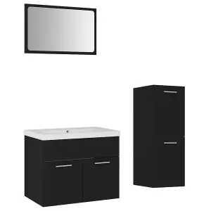 Berkfield Bathroom Furniture Set Black Engineered Wood