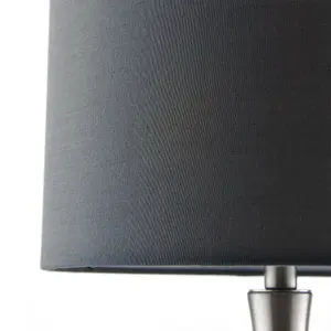 Touch Dimmer Table Lamp Satin Nickel & Grey Shade Modern Metal Bedside Light