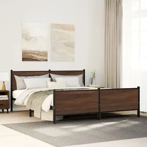 Berkfield Metal Bed Frame without Mattress Brown Oak 200x200 cm