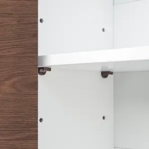 Teamson Home Wall Mounted Bathroom Cabinet with 2 Doors and 1 Shelf - Bathroom Storage, Walnut/White