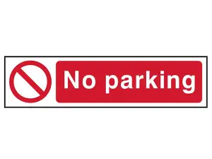 No Parking Safety Sign - Durable PVC 200mm x 50mm for Clear Visibility