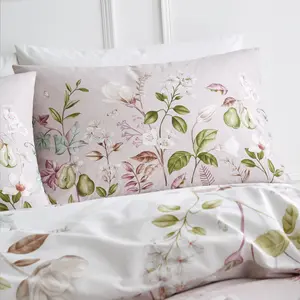 Francesca Floral 200 Thread Count Cotton Reversible Duvet Cover Set Super King Duvet Cover + 2 Standard Pillowcases