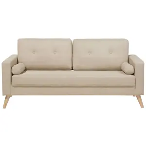 2 Seater Fabric Sofa Beige KALMAR