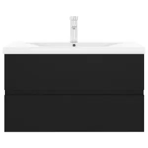 Berkfield Sink Cabinet with Built-in Basin Black Engineered Wood