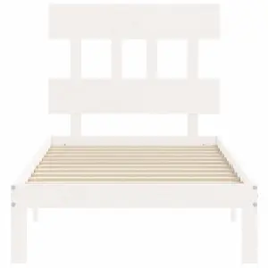 Berkfield Bed Frame with Headboard White 100x200 cm Solid Wood