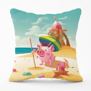 Piglet On A Beach Holiday Outdoor Cushion 45cm x 45cm