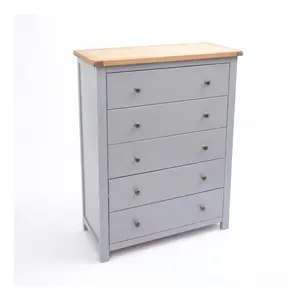 Mirano 5 Drawer Chest of Drawers Brass Knob