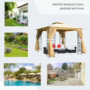 Outsunny 3 x 3m Patio Garden Metal Gazebo Marquee Tent Canopy Shelter Pavilion