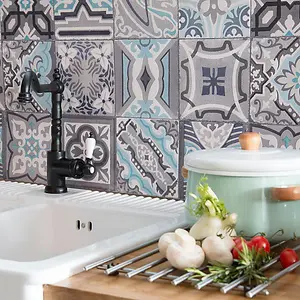 d-c-fix Moroccan Tile Simenta Grey 3D Splashback Wallpaper for Kitchen and Bathroom 4m(L) 67.5cm(W)