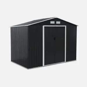 (9 X 6FT) 5.39m² Metal garden shed FERRAIN - grey and white - Tool shed with single latch door ground fixing kit supplied