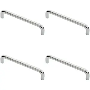 4x Round D Bar Cabinet Pull Handle 138 x 10mm 128mm Fixing Centres Chrome