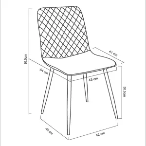 MCC Direct Set of 2 Lexi Velvet Fabric Dining Chairs with Metal Legs Light Grey