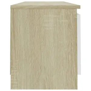 Berkfield TV Cabinet White and Sonoma Oak 120x30x35.5 cm Engineered Wood