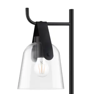 GoodHome Calume Modern Round Matt Black Table lamp