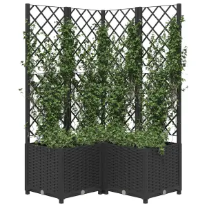 Berkfield Garden Planter with Trellis Black 80x80x136 cm PP