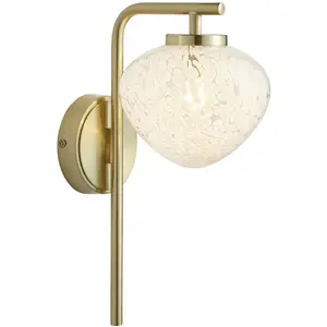 Satin Brass Dimmable Wall Light - Confetti Glass Tear Drop Shade - 3W LED G9