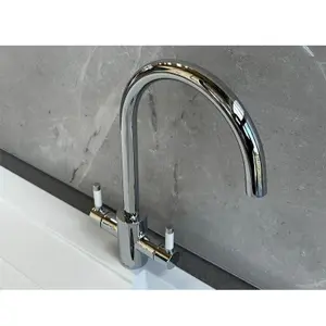 Reginox Genesis Chrome 360 Degree Dual Lever Kitchen Tap With White Handles