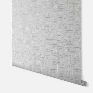 Arthouse Basalt Texture Silver Wallpaper