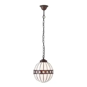 Luminosa Fargo 1 Light Small Globe Ceiling Pendant Dark Bronze, Tiffany glass, E14