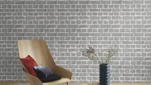 Rasch Brick Effect Grey Wallpaper 213607