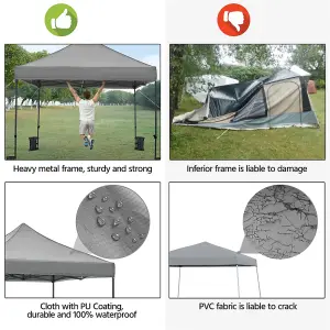 Yaheetech Light Grey 3x3m Heavy Duty Pop Up Gazebo