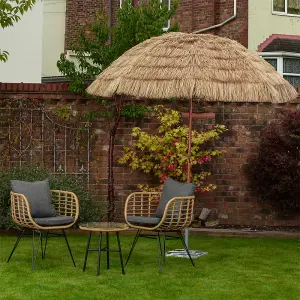 Gardenwize Garden Outdoor Tiltable Straw Beach Umbrella Parasol