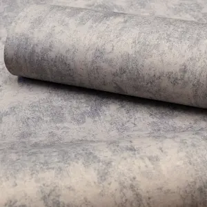 Galerie Julie Feels Home Blue Shimmery Plain Texture Wallpaper Roll