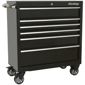 Heavy-Duty 6 Drawer Black Portable Tool Chest with Locking System