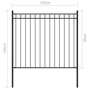 Berkfield Garden Fence Steel 1.7x0.8 m Black