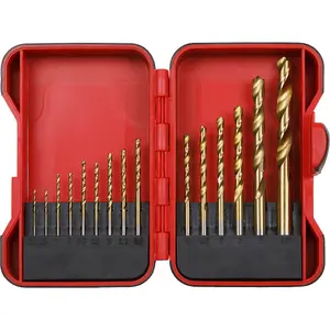 Premium 15 Piece Titanium Coated HSS Drill Bit Set with Storage Box