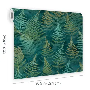 Clarissa Hulse Woodland Fern Emerald Smooth Wallpaper