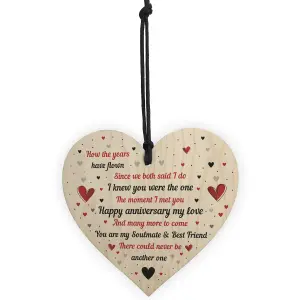 Handmade Anniversary Gift For Husband Wife Wood Heart Anniversary Card Keepsake Plaque